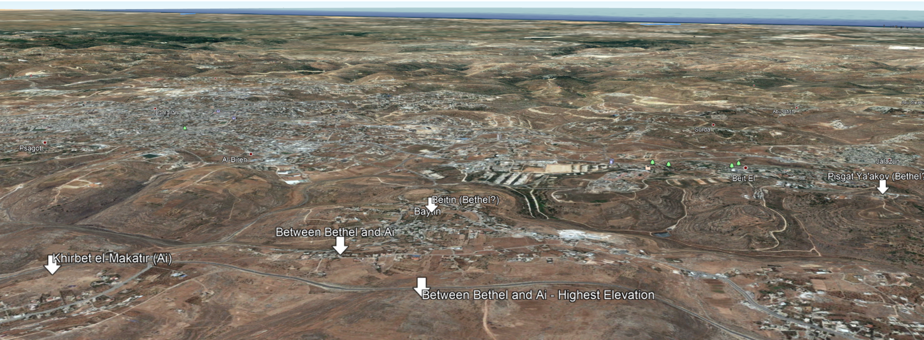 Aerial view of location of Bethel and Ai