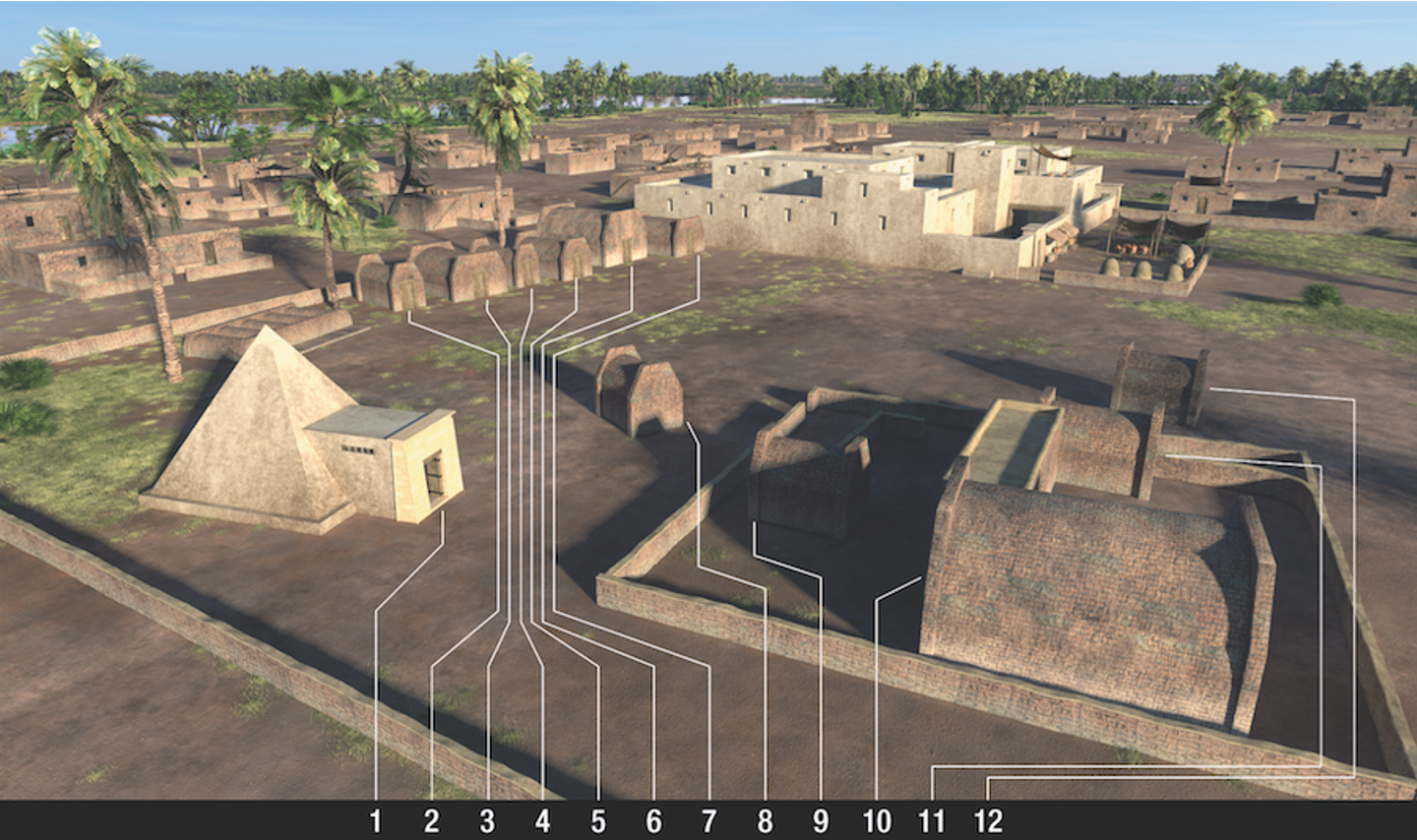Schematic of 12 tombs in courtyard at Avaris