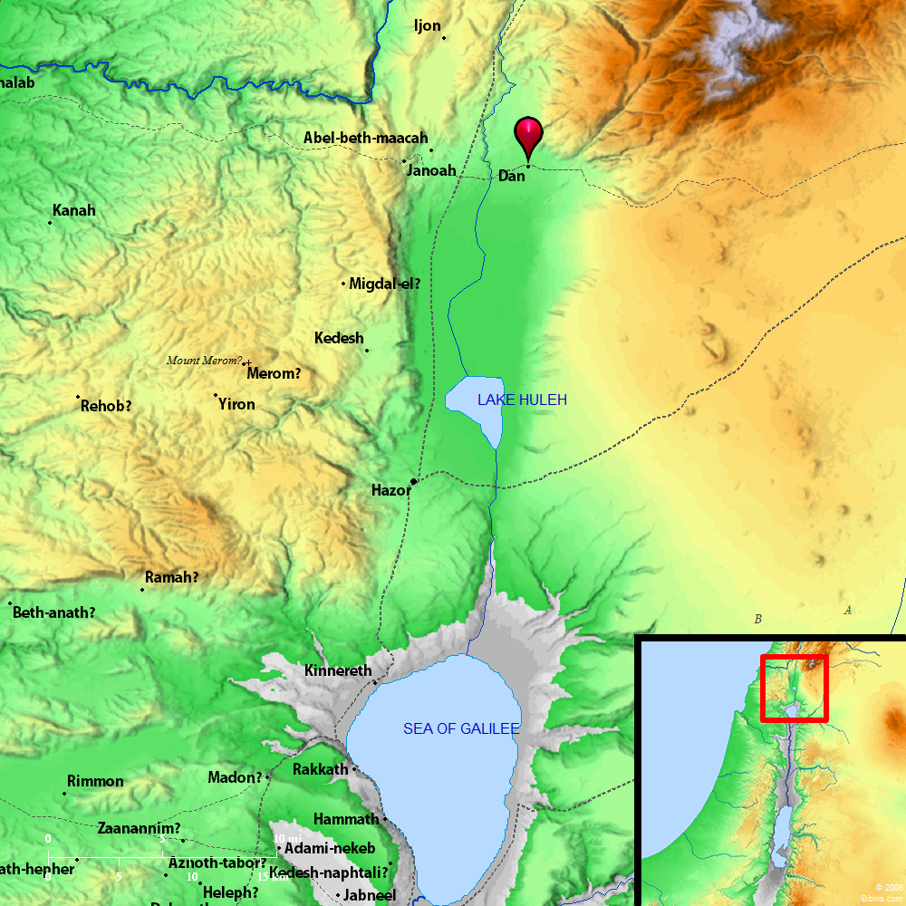 Map showing general location of Dan (Leshem)