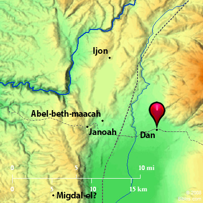 Map showing vicinity of Dan (Leshem)