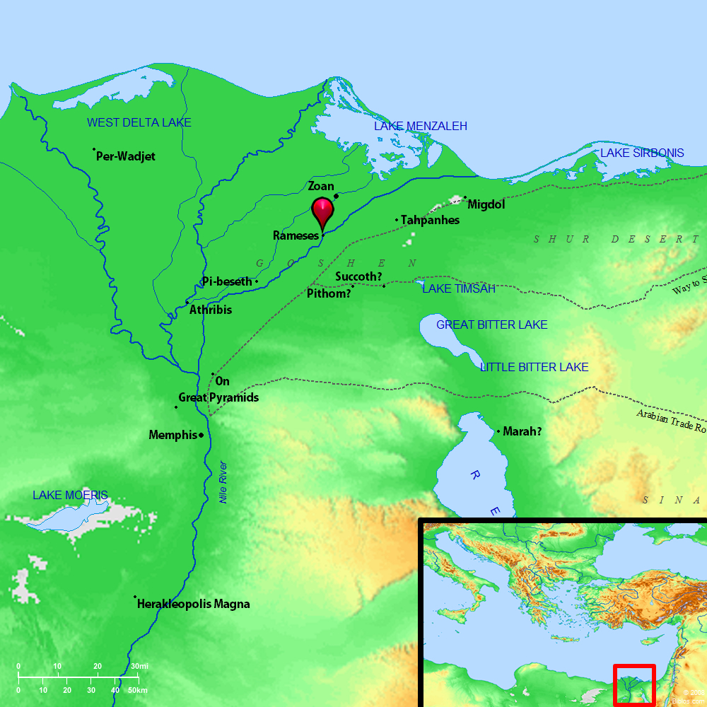 Map showing location of Rameses (Avaris)