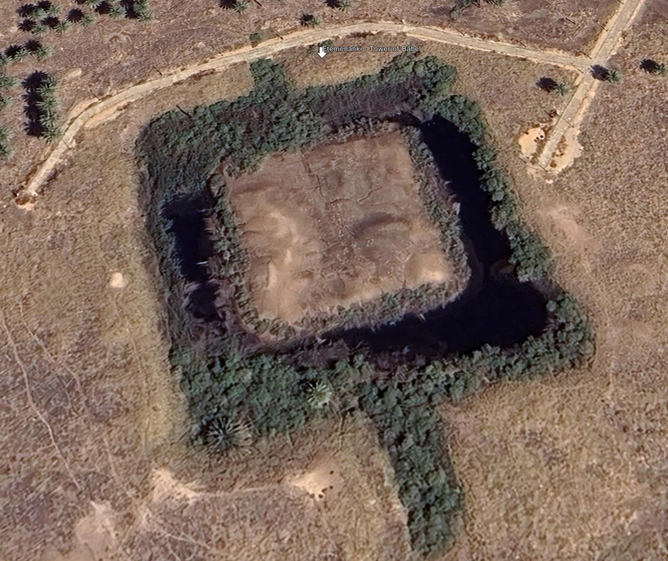 Aerial view of the mound of the Etemenanki ziggurat at Babylon