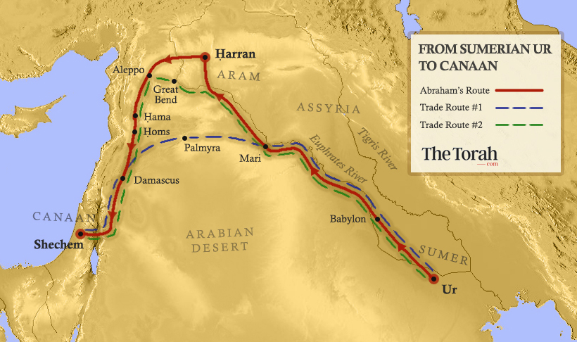 Route of Abram from Ur