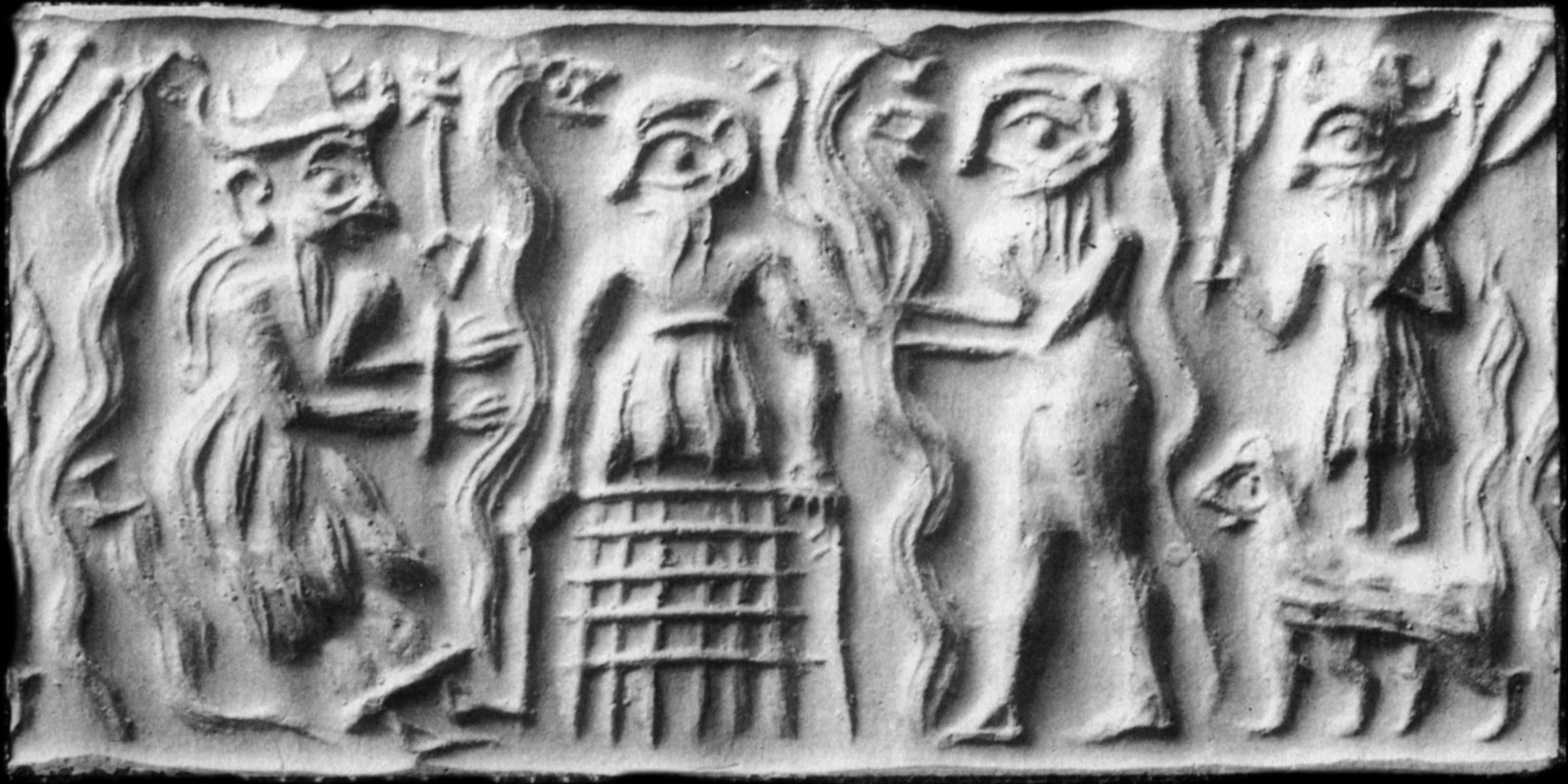 Dumuzi being tortured by Gallu in underworld