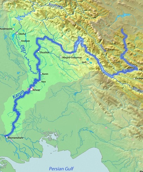 Map of Karun (Gihon) River