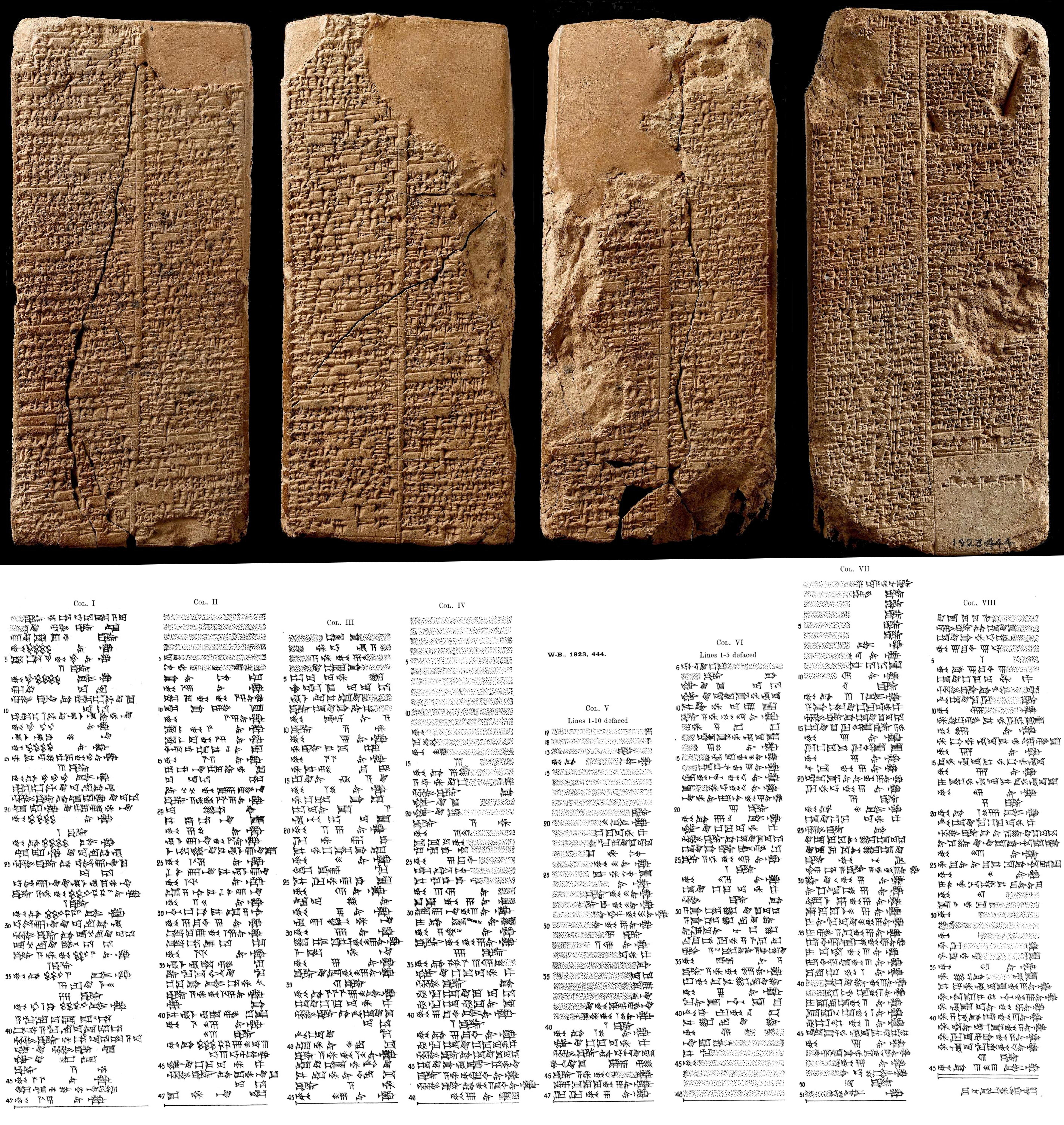Sumerian King List: Weld-Blundell Prism with transcription by Stephen Herbert Langdon (1876-1937)